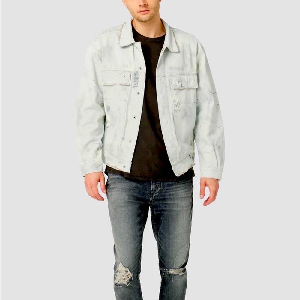 💥HP💥HUDSON Jeans (L) Jasper Boxy Trucker jean jacket distressed